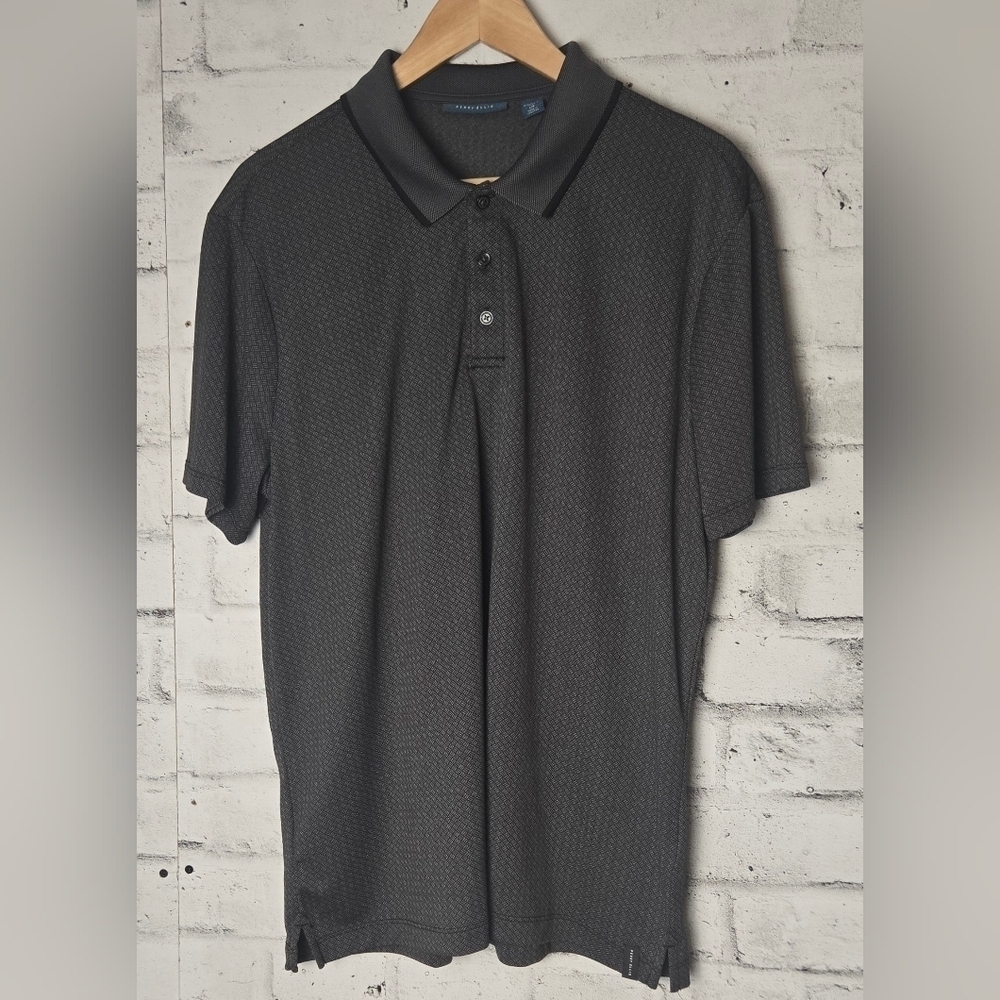 Perry Ellis Textured Polo Shirt Men’s Large Charcoal Golf Business Casual